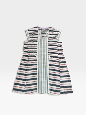 V by Violet Weekend Striped Cotton Rayon Tassle Dress Size Large